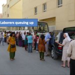 Laborers queuing up